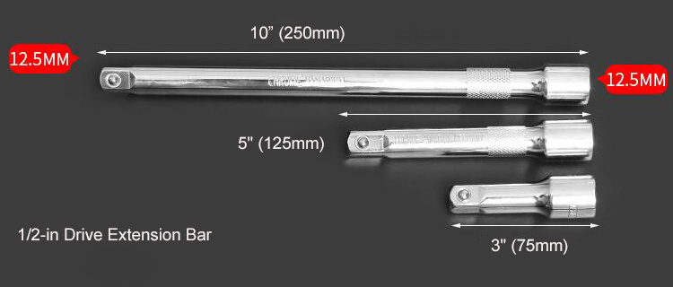Half inch drive extension bar size