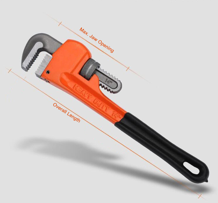 Heavy Duty Adjustable Pipe Wrench Dimension Drawing