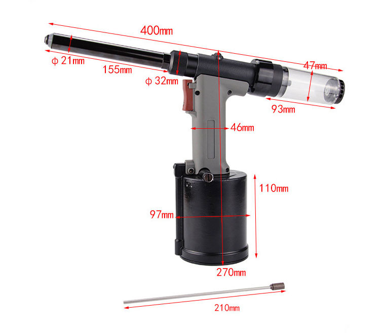 Heavy Duty Pneumatic Rivet Gun Dimension