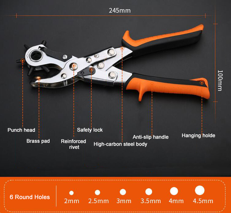 Hole Punch Pliers for Leather Dimension