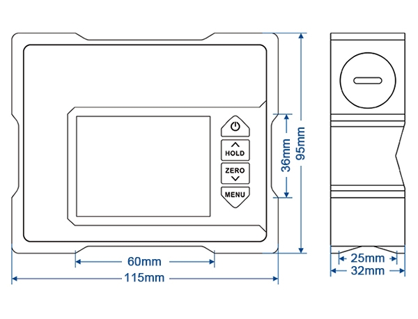 Industrial magnetic inclinometer dimension