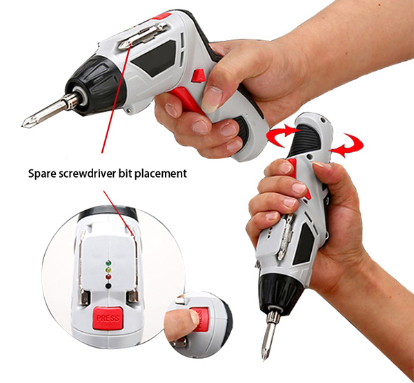 4.8V Cordless Electric Screwdriver Operation Diagram