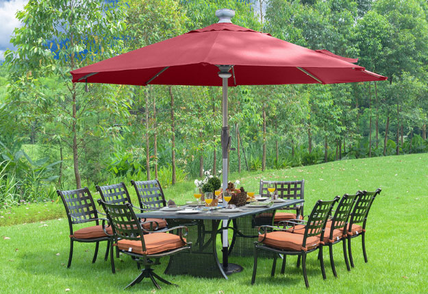 Outdoor umbrella with solar lights