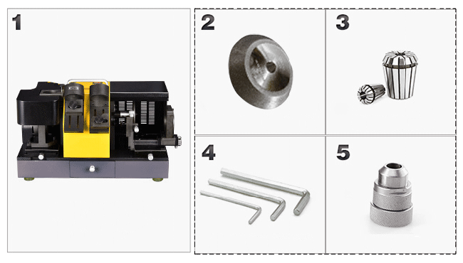 Packing List of End Mill Sharpener, 250W, 30mm