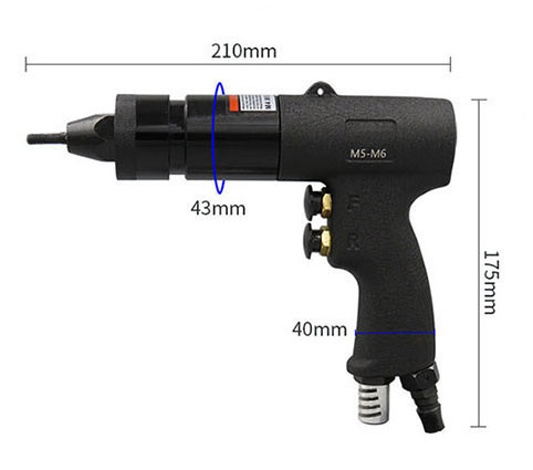 Pneumatic Rivet Nut Gun M5/M6 Dimensions