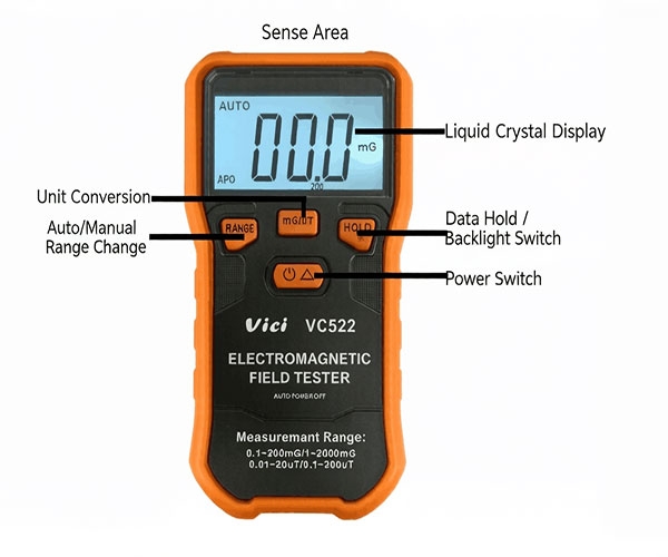 Digital Gauss Meter Buttons Display