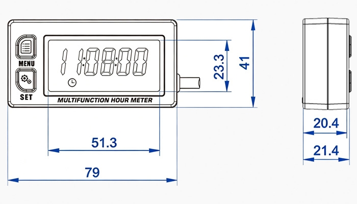 Digital tach hour meter dimension