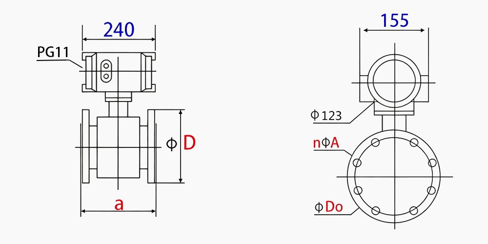 Electromagnetic flow meter dimension