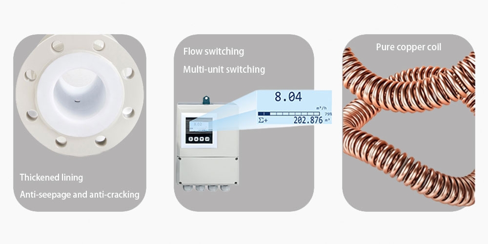 Electromagnetic flow meter split type feature