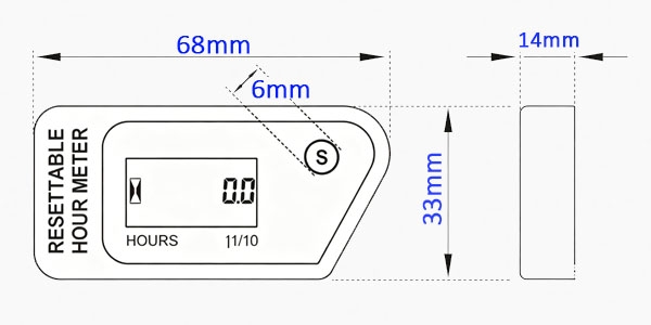 Inductive hour meter dimensions