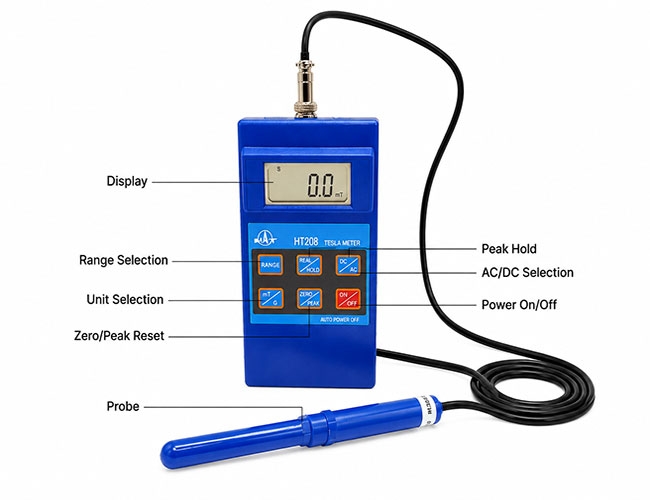Magnetic Hall Gauss Meter Front Panel