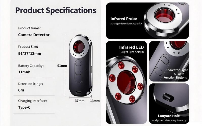 Infrared Hidden Spy Camera Detector Details