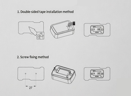 Installation guide for wireless vibration engine hour meter.