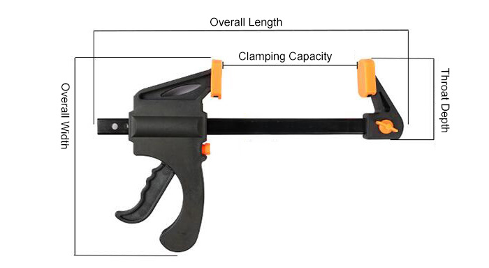 Quick Release Bar Clamp Spreader Dimension Drawing