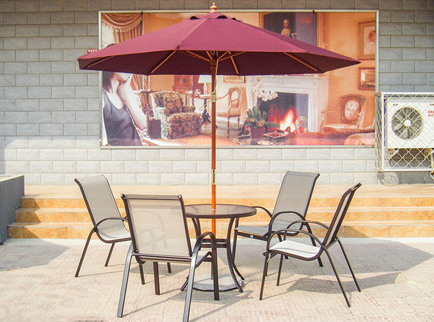 Red patio umbrella