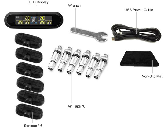 RV TPMS with Built-in Black Sensors Packing List