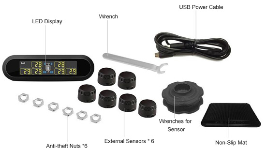 RVTPMS with Mini External Black Sensors Packing List