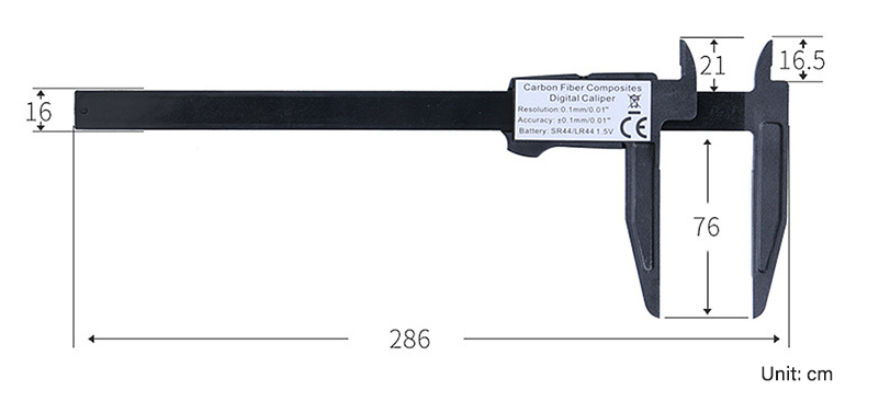 Size of 200 mm plastic digital vernier caliper