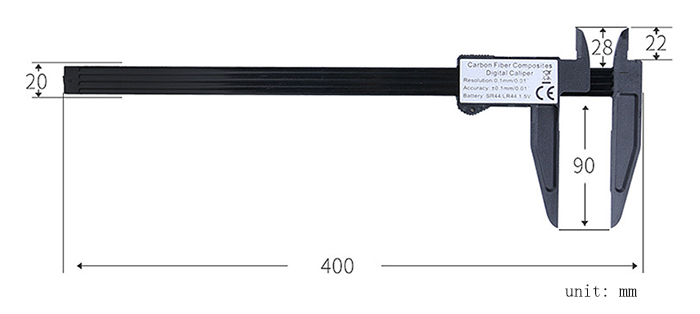 Size of 300mm plastic vernier caliper