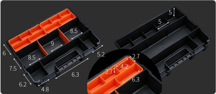 Small Parts Organizer 421-3 Compartment Dimension