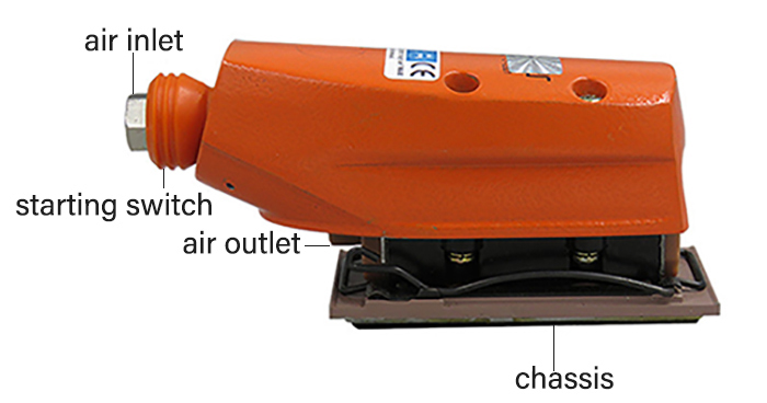 Details of straight line air sander