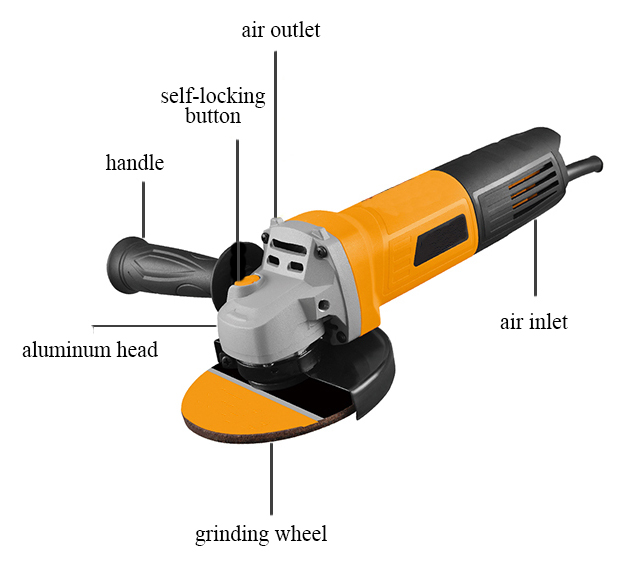 Structure of 4, 4-1/2 in Angle Grinder, 11500 rpm, 4~9.5A