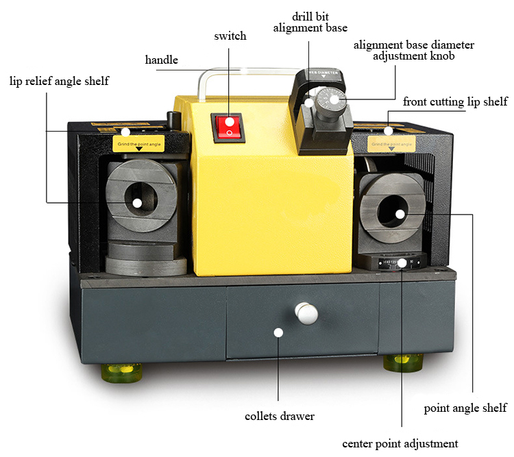 Structure Diagram of 160W Drill Bit Sharpener Grinder, 4~ 14mm