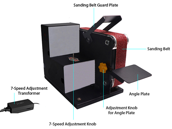 7-Speed Mini Bench Belt Sander Structure Diagram