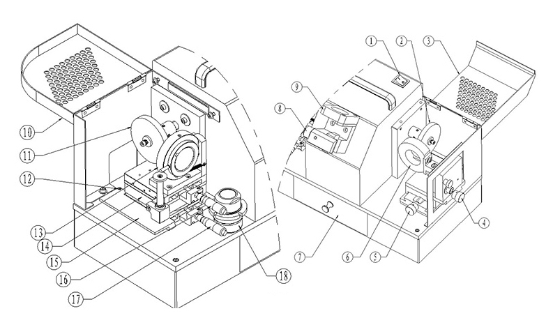 Structure Diagram of Milling Cutter Grinder, Ф6-Ф20mm, 250W