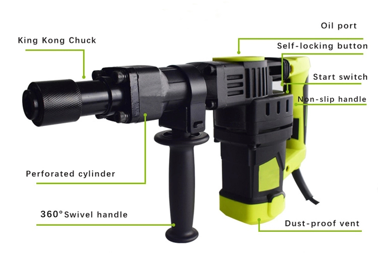 Structure of 1900W Demolition Hammer, 3600bpm