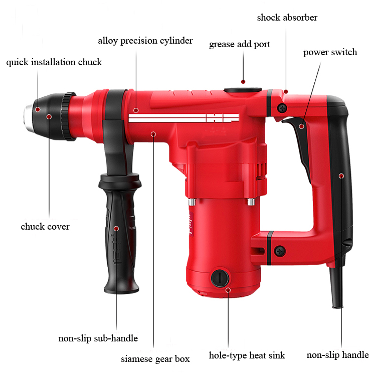 Structure Diagram of 1180W Electric Hammer, 26mm, 1280rpm