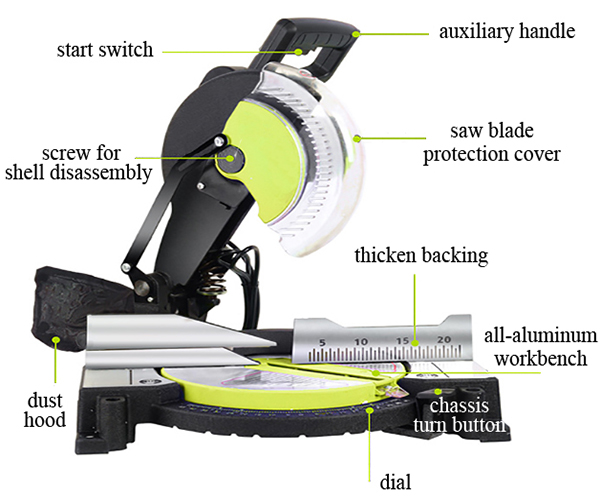 Structure Diagram of 10 Inch 8A Compound Miter Saw
