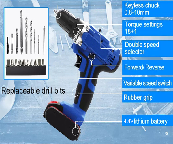 Structure of 14V 22mm Cordless Drill, Model 0914D