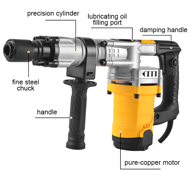 Structure Diagram of 1.85kW 8.4A Demolition Hammer