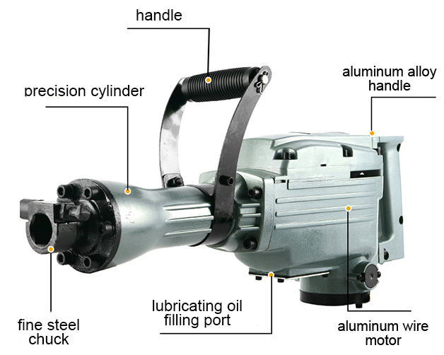 Structure Diagram of 3kW 13.6A Demolition Hammer