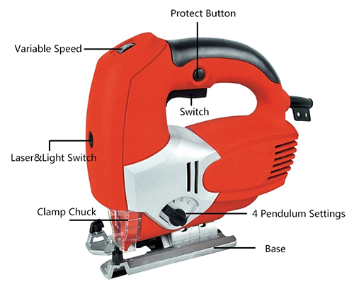 Structure of 3.15 In Electric Jigsaw with Laser, 2.7A