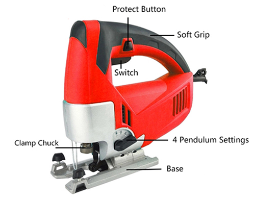 Structure of 3.15" Electric Jigsaw with Laser, 3.1 Amp