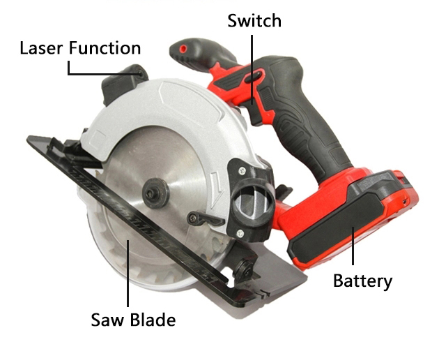 Structure Diagram of 6-1/2 In Cordless Electric Circular Saw with Laser 160mm