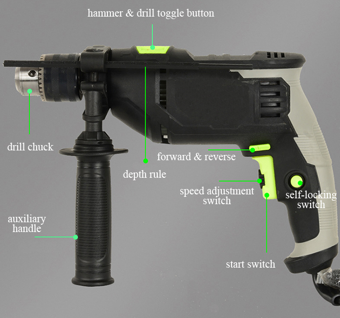 Structure of 3A~4A Impact Hammer Drill, 1/2 inch