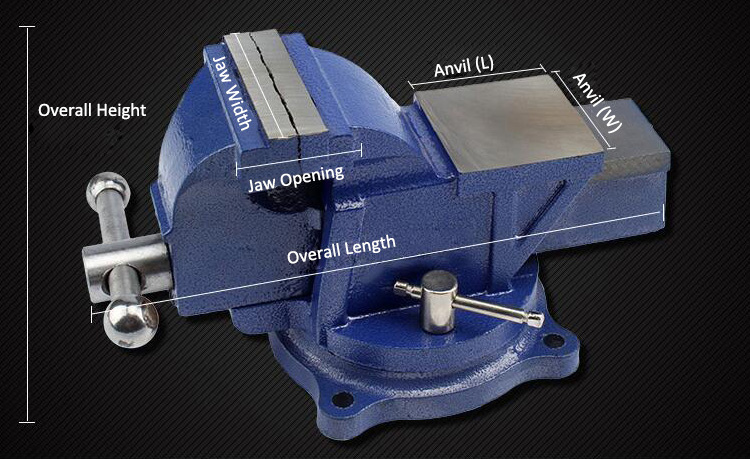 Swivel Base Bench Vise Dimension Drawing