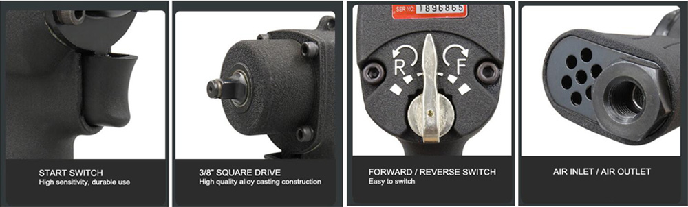 Three-eighths air impact wrench details