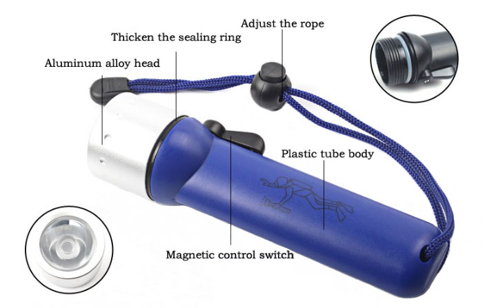 Waterproof LED Diving Flashlight Details