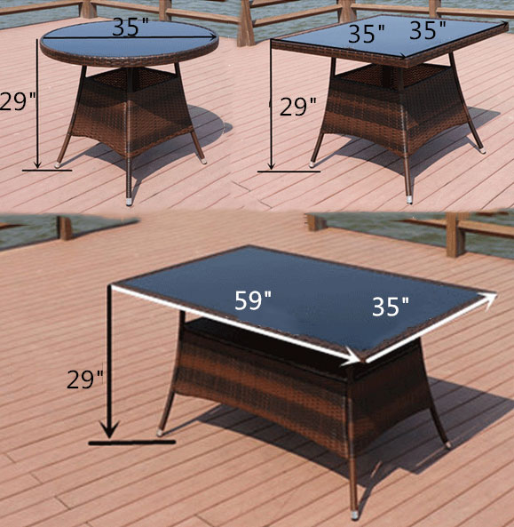 Wicker table dimension